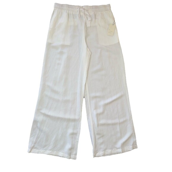 A New Day White Linen-Blend Wide-Leg Pants Women’s Size L NWT Coastal Minimalist - Picture 6 of 7